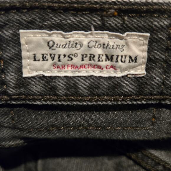 Levis 501 Skinny Jean Black Button Fly distressed Big E 24x28 women - Picture 10 of 10